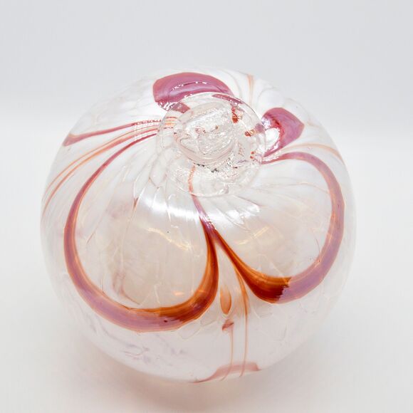 2 Sisters Artisan Glass 4" Red & White Swirled Blown Glass Ornament - Picture 4 of 7